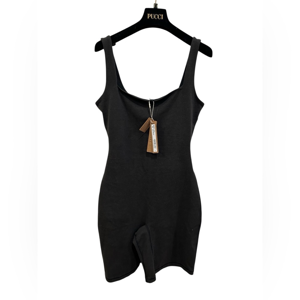 SKIMS NWT OUTDOOR SQUARE NECK TANK ONESIE Color Washed Onyx Black Sz Small